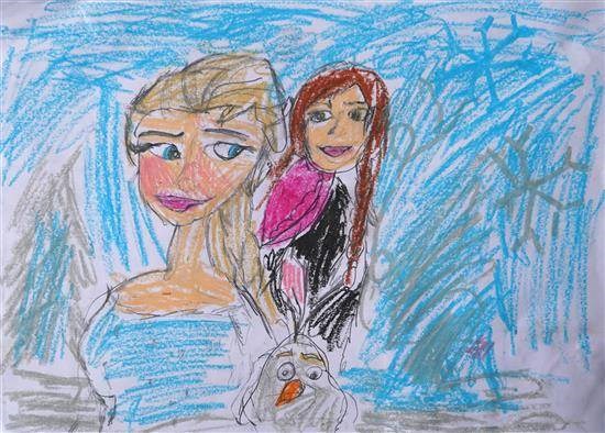 Elsa, Anna, Olaf, painting by V.Riya Madhuvanti Vijay Anand