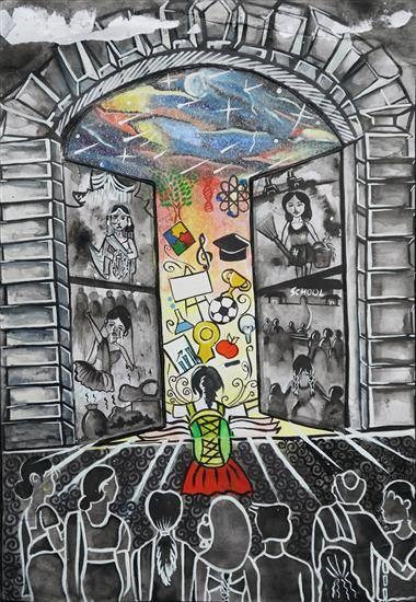 Women Empowerment  Role of Education, painting by Sudiksha Singh Rathore