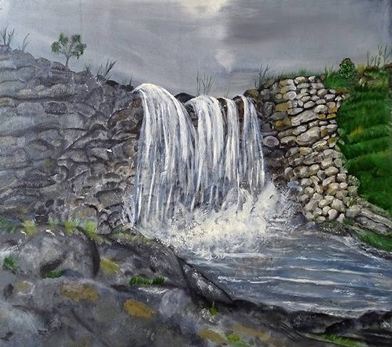 Waterfall, painting by Swati Gogate