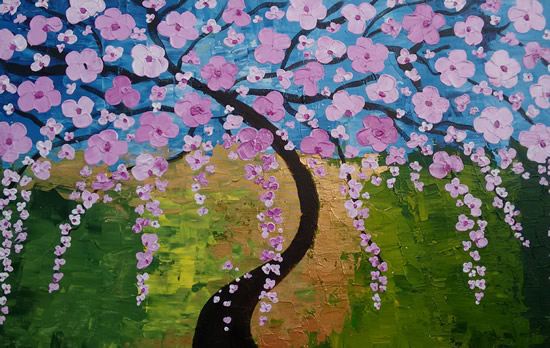 
Cherry Blossom, painting by Aparna Dharma