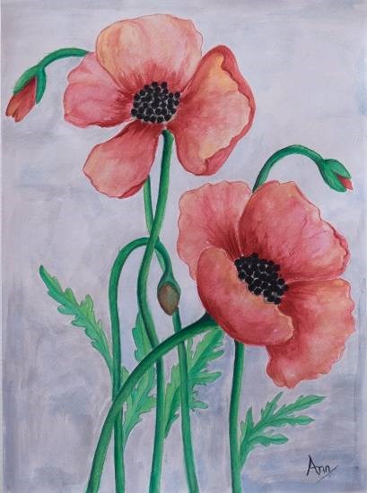 Poppies - 1, painting by Anjuli Minocha