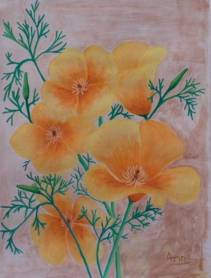 Poppies - 2, painting by Anjuli Minocha