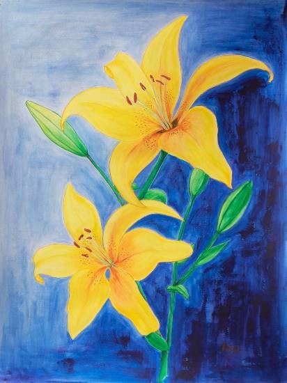 Lilies - 1, painting by Anjuli Minocha