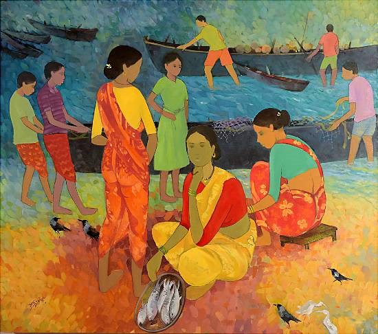 Untitled - 17, painting by Shashikant Bane