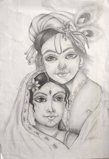 Radha Krishna, painting by Avani Songire