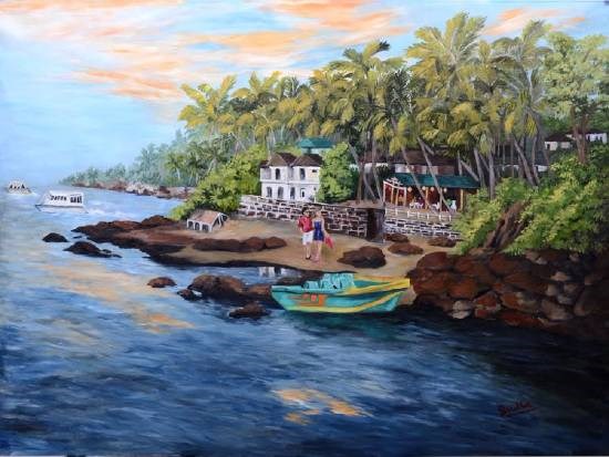 Dauna Paula Beach, painting by Sudha Srivastava