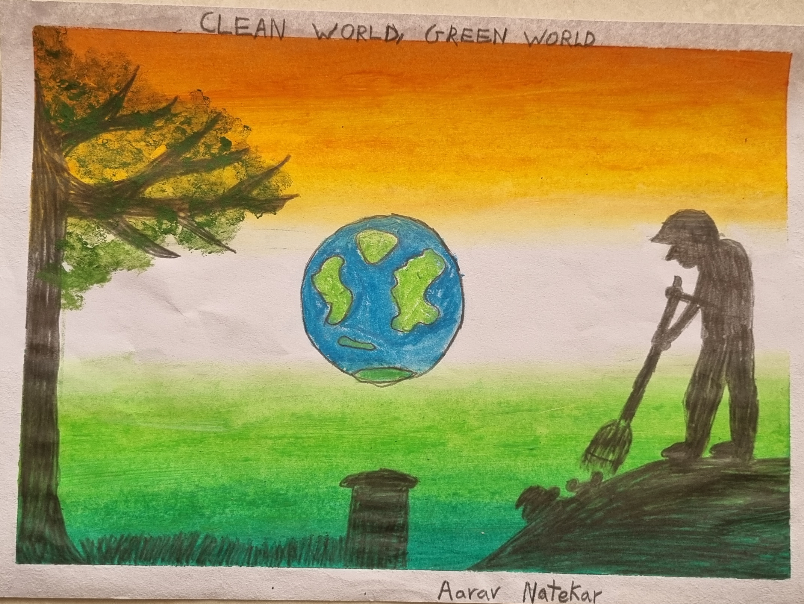 Painting  by Aarav Natekar - Clean world Green world