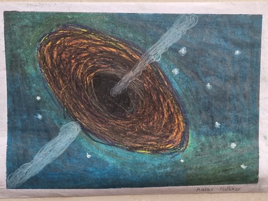 Black hole in the galaxy, painting by Aarav Natekar