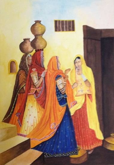 painting by Jyoti Sharma - Gup shup