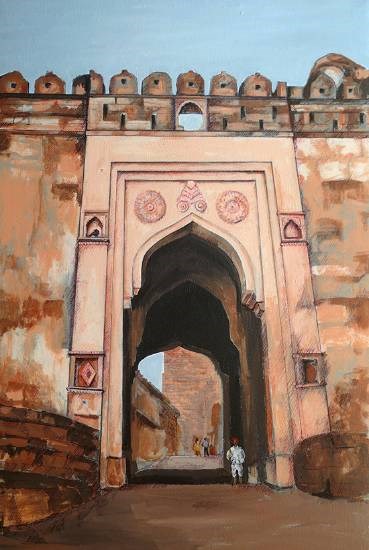 Mehrangarh entrance, painting by Sandhya Ketkar