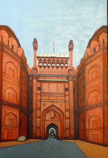 Red fort entrance, painting by Sandhya Ketkar