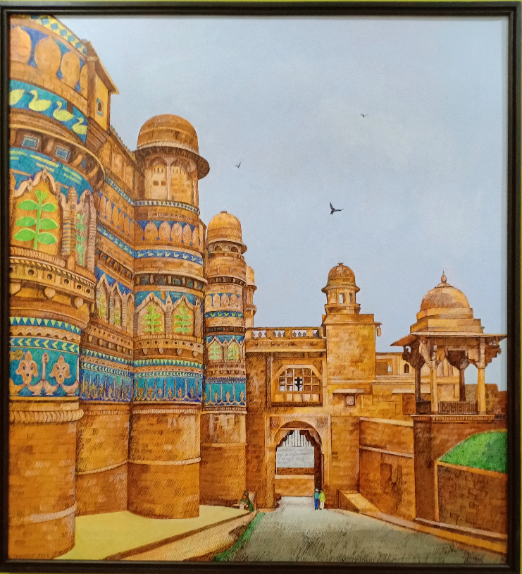 Painting  by Sandhya Ketkar - Gwalior fort gate