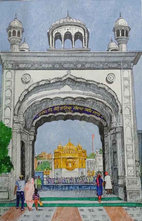 Golden Temple Entrance, painting by Sandhya Ketkar