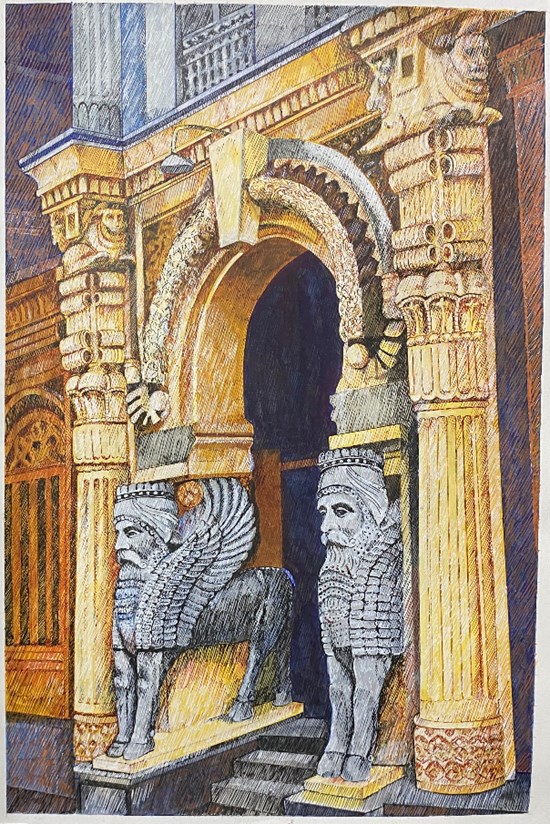 Maneckji Seth Agiray Gate, painting by Sandhya Ketkar