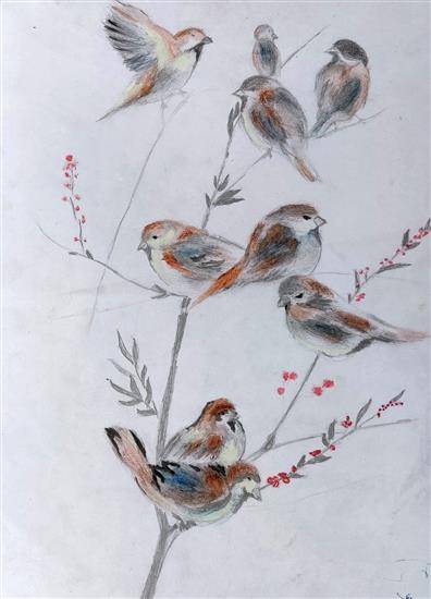 Painting  by Ajay Balchand Sharma - Importance of Sparrow