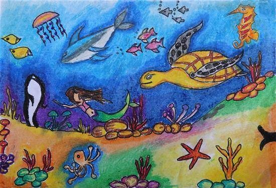 Marine life, painting by Akshitha Chelladurai