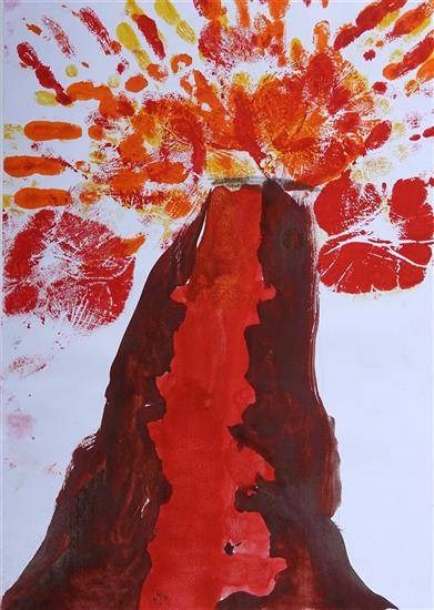 Volcano, painting by Ameya Sunand