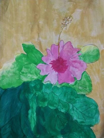 Hibiscus plant, painting by Ameya Sunand