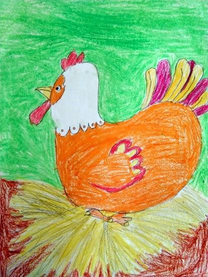 Hen, painting by Ameya Sunand