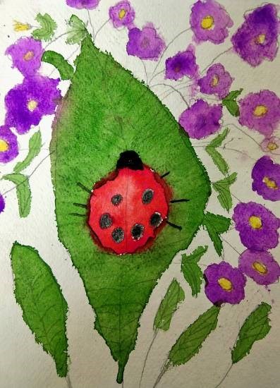Ladybug, painting by Ameya Sunand