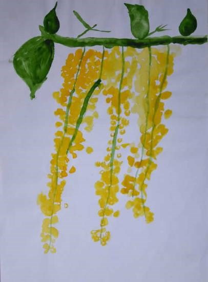Golden shower flower, painting by Ameya Sunand