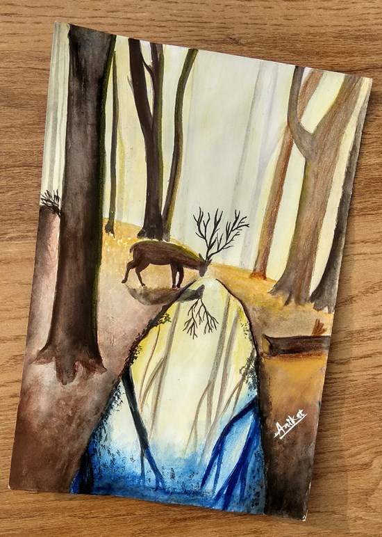 Deer, painting by Aniket Vibhute