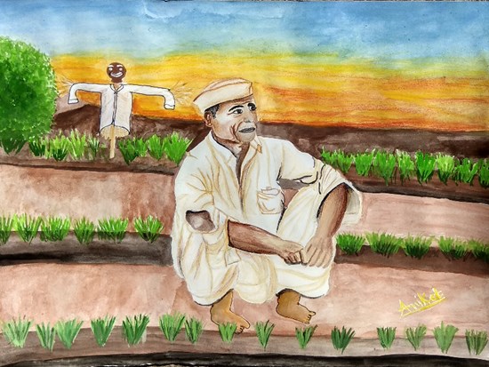 Farmer, painting by Aniket Vibhute