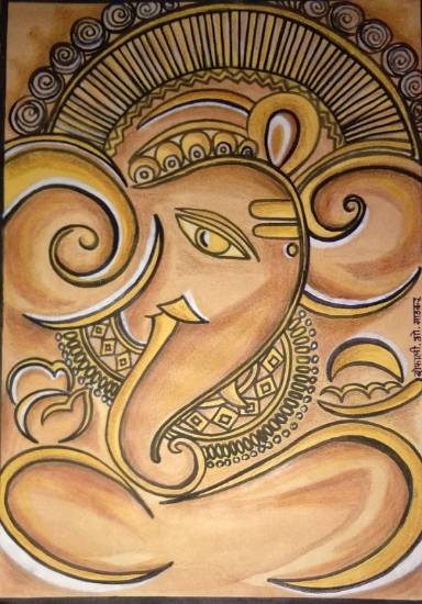Painting  by Shefali Gopinath Madkar - Ancient Lord Ganesha