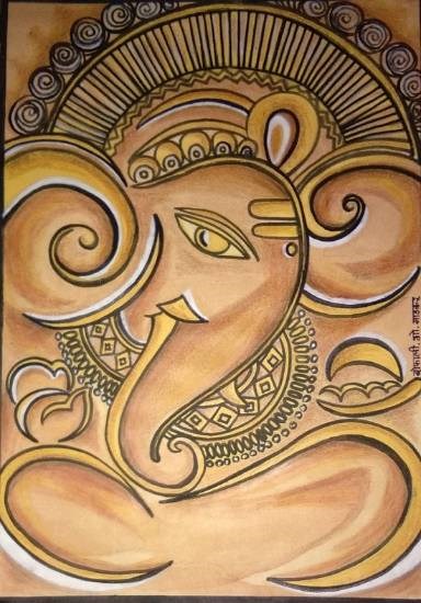 Ancient Lord Ganesha, painting by Shefali Gopinath Madkar
