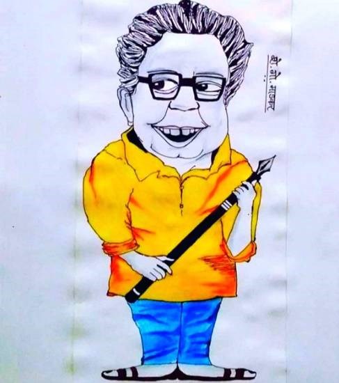 Pu. La. Despande, painting by Shefali Gopinath Madkar