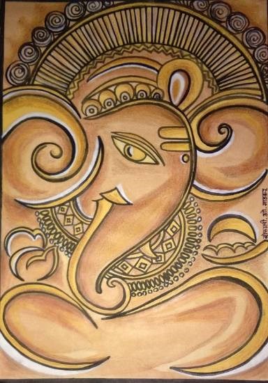 Ancient Lord Ganesha, painting by Shefali Gopinath Madkar
