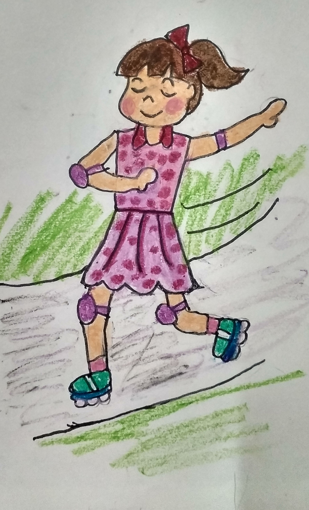 Painting  by Neel Kirtane - Skating Girl