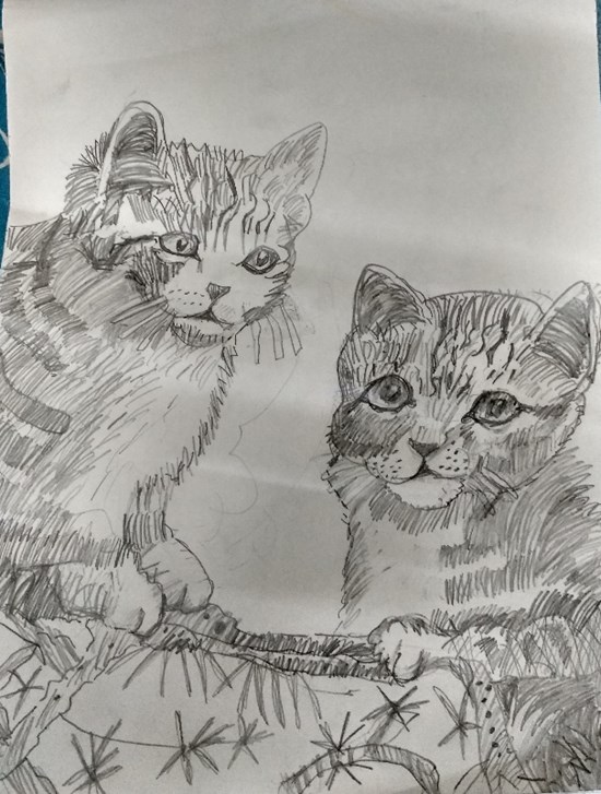 Kittens, painting by Neel Kirtane