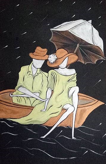 In a Boat, painting by Sonali Pawar