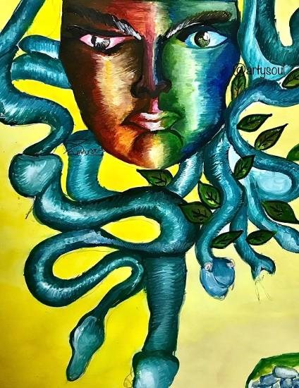 Dual Persona, painting by Simran Dhawan