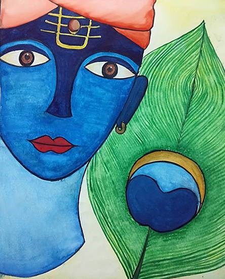 Krishna, painting by Shreya Priyadarshi