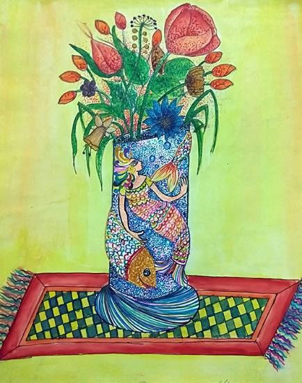 Flower Pot, painting by Shreya Priyadarshi