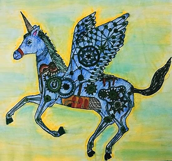 Mechanic horse, painting by Shreya Priyadarshi