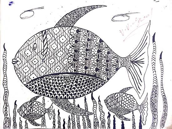 A Blend of Marine Life and Creativity, painting by Divyansh Jindal