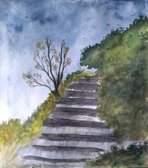 The Steps, painting by Mitali Pankaj Kapure