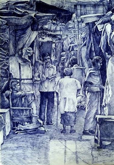 Slum, painting by Aritra Dey