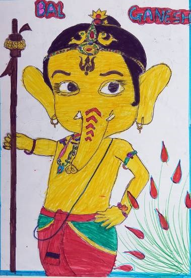 Bal Ganesh, painting by Jayashri Krushna Maule