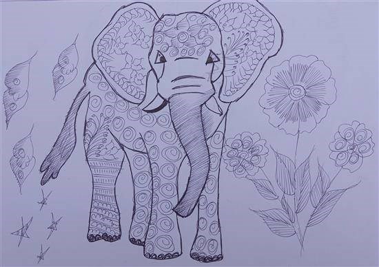 An Elephant, painting by Mohini Ramu Raut