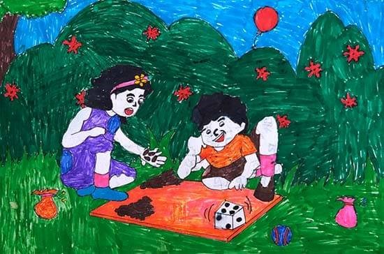 My favorite game, painting by Neha Sudhir Khutade
