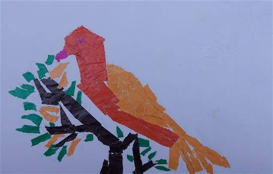Sitting bird, painting by Pavitra Kashinath Hadal