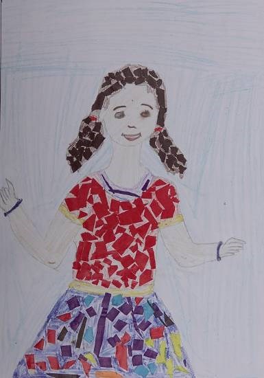 Smiling girl, painting by Priti Sunil Dadoda