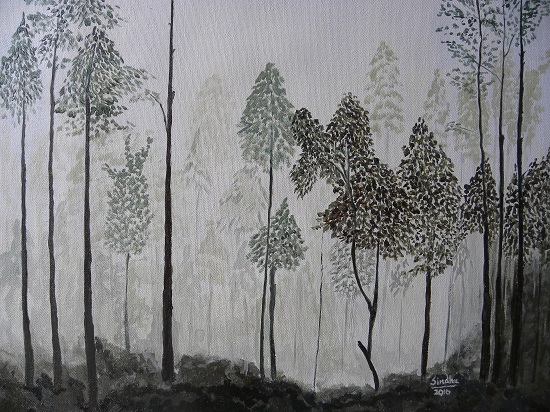 A Misty Morning, painting by Sindhulina Chandrasingh
