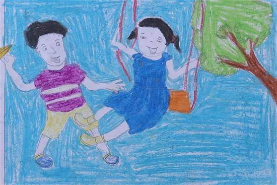 Painting  by Sanika Vilas Bhusara - Children on Zulla