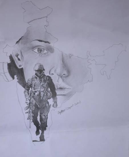 Painting  by Jayant Saha - The Indian Army