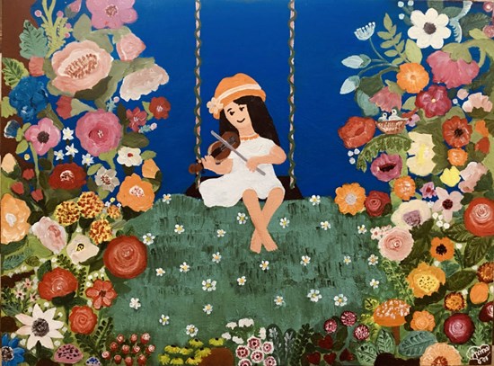 HAPPINESS IS ALL AROUND, painting by Rabia Asad